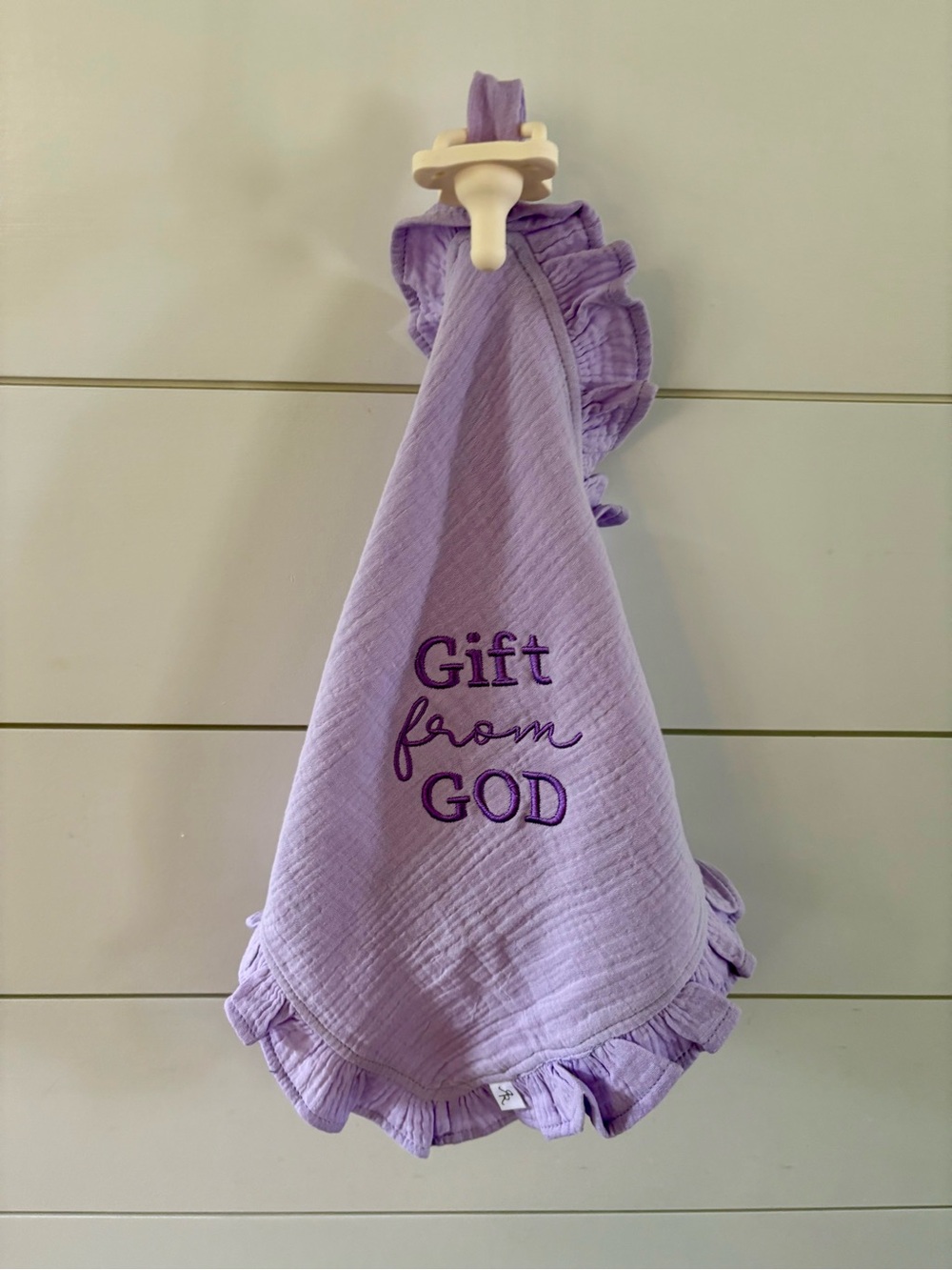Lilac 'Gift from God' Ruffle Baby Lovey - Picture 1 of 1